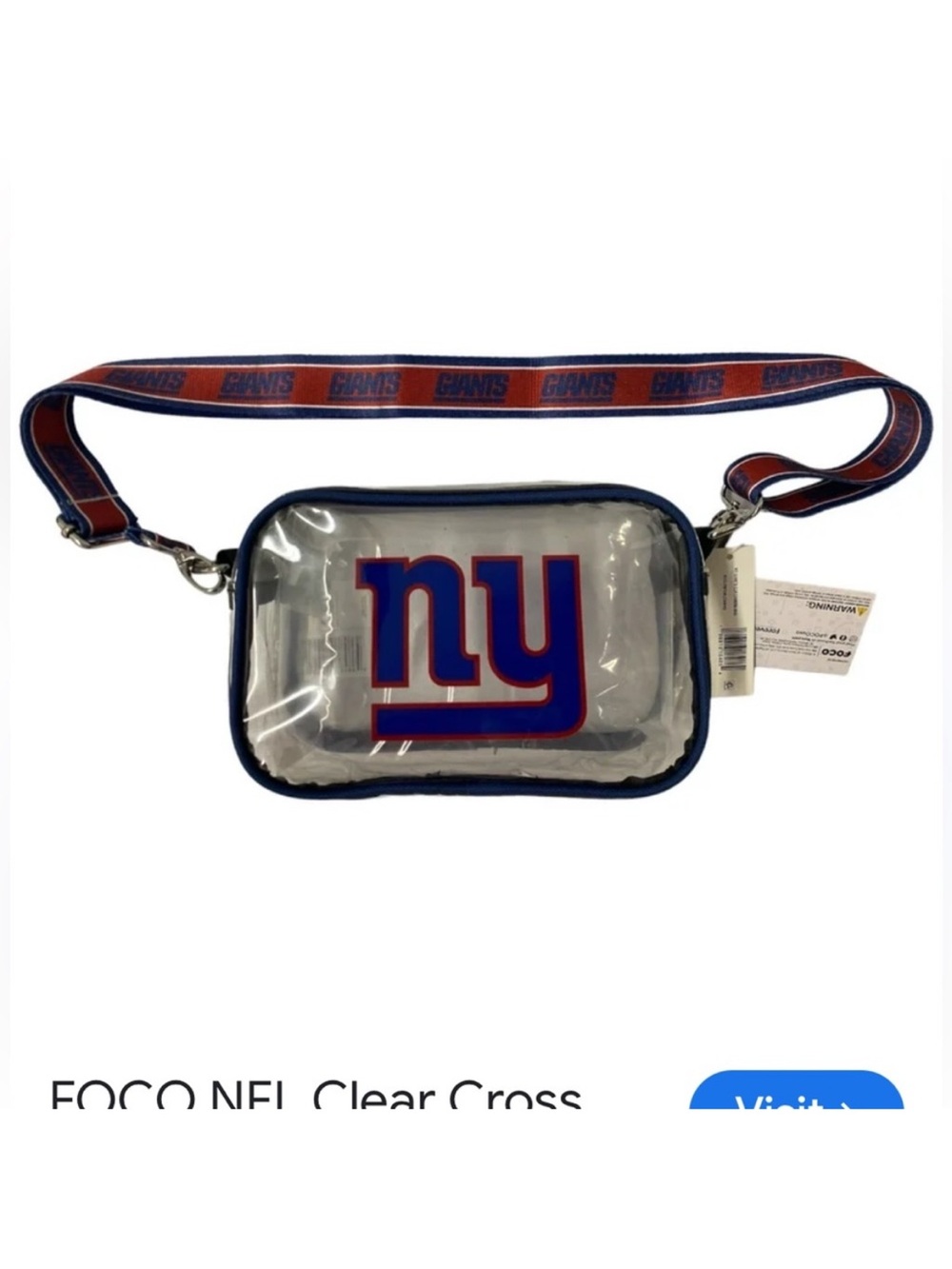 NFL New York Giants Clear Crossbody Bag - Blue/Red